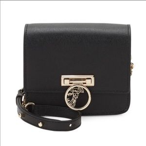 Small Saffiano Versace crossbody in black